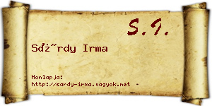 Sárdy Irma névjegykártya